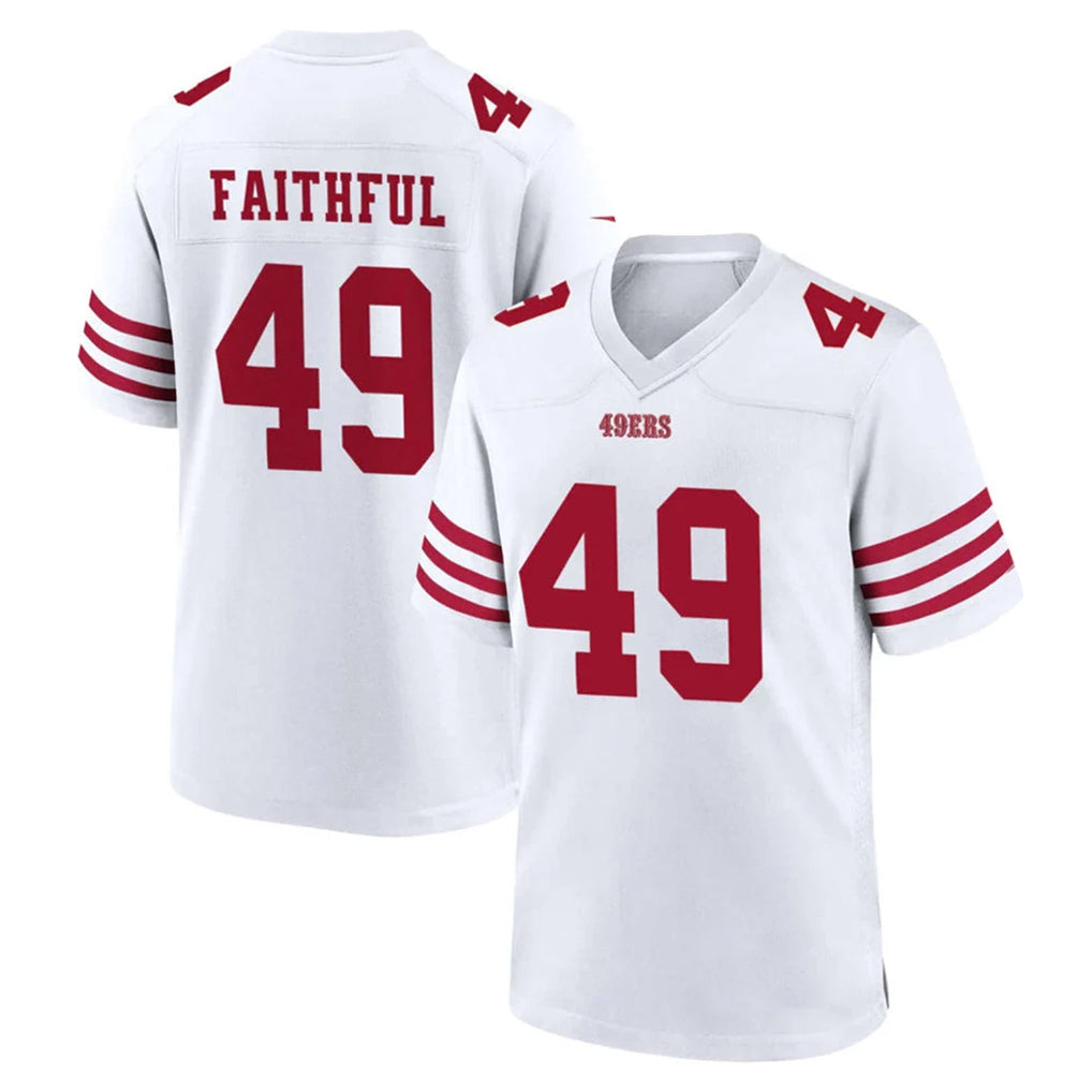 SF.49ers #49 The Faithful Player White Game Home STECN Stitched Jerseys