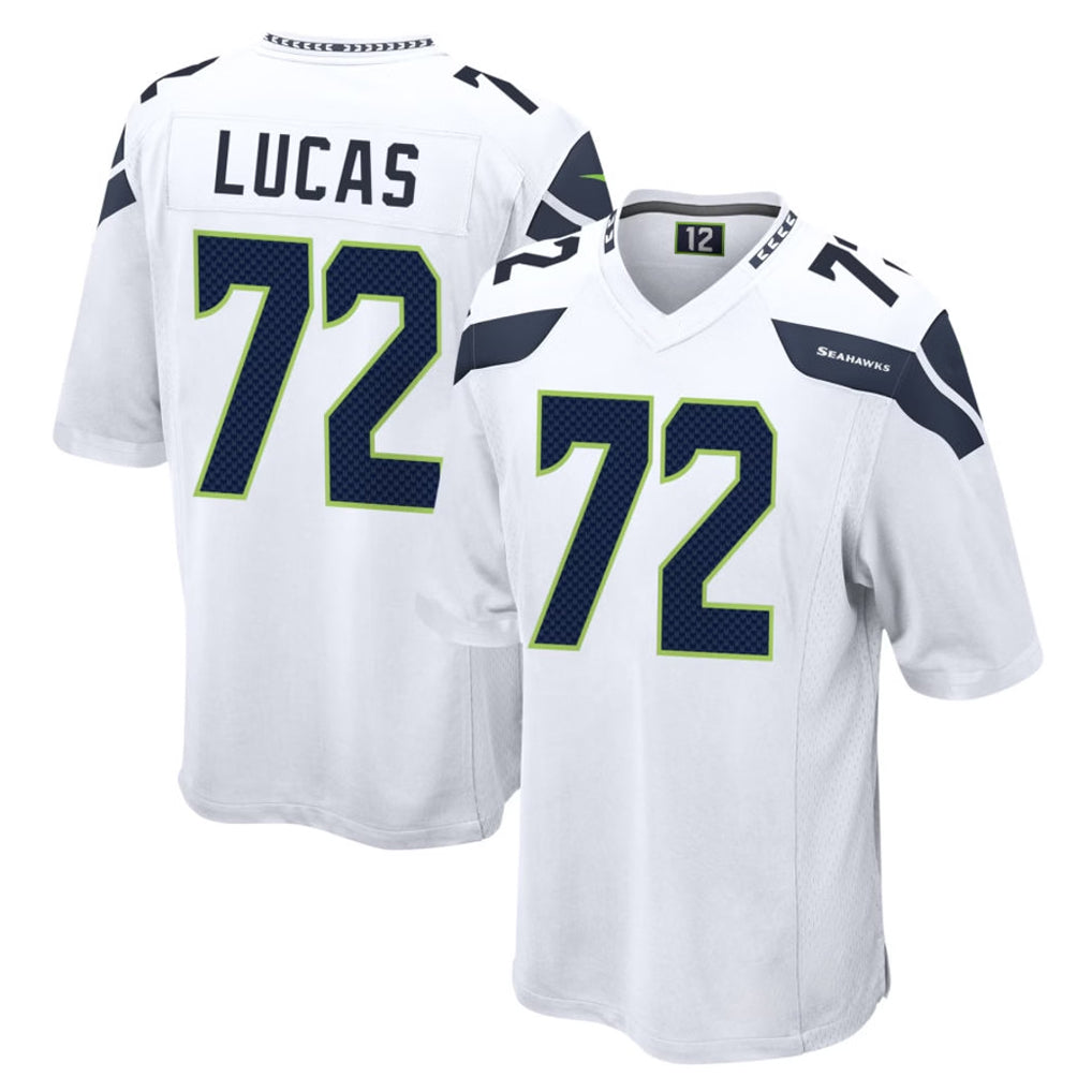 S.Seahawks #72 Abraham Lucas Player White Home Game STECN Stitched Jerseys