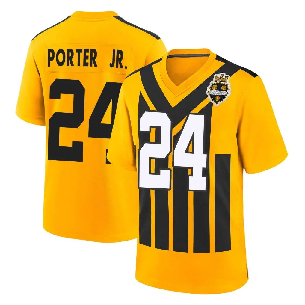 P.Steelers #24 Joey Porter Jr. Player Gold Limited 1933 Throwback Home Game STECN Stitched Jerseys