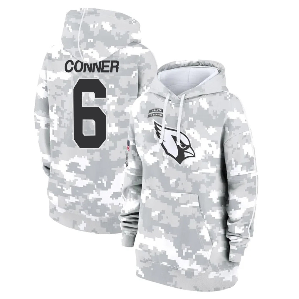 A.Cardinals #6 James Conner Player Camo Salute to Service Hoodies STECN Stitched Jerseys