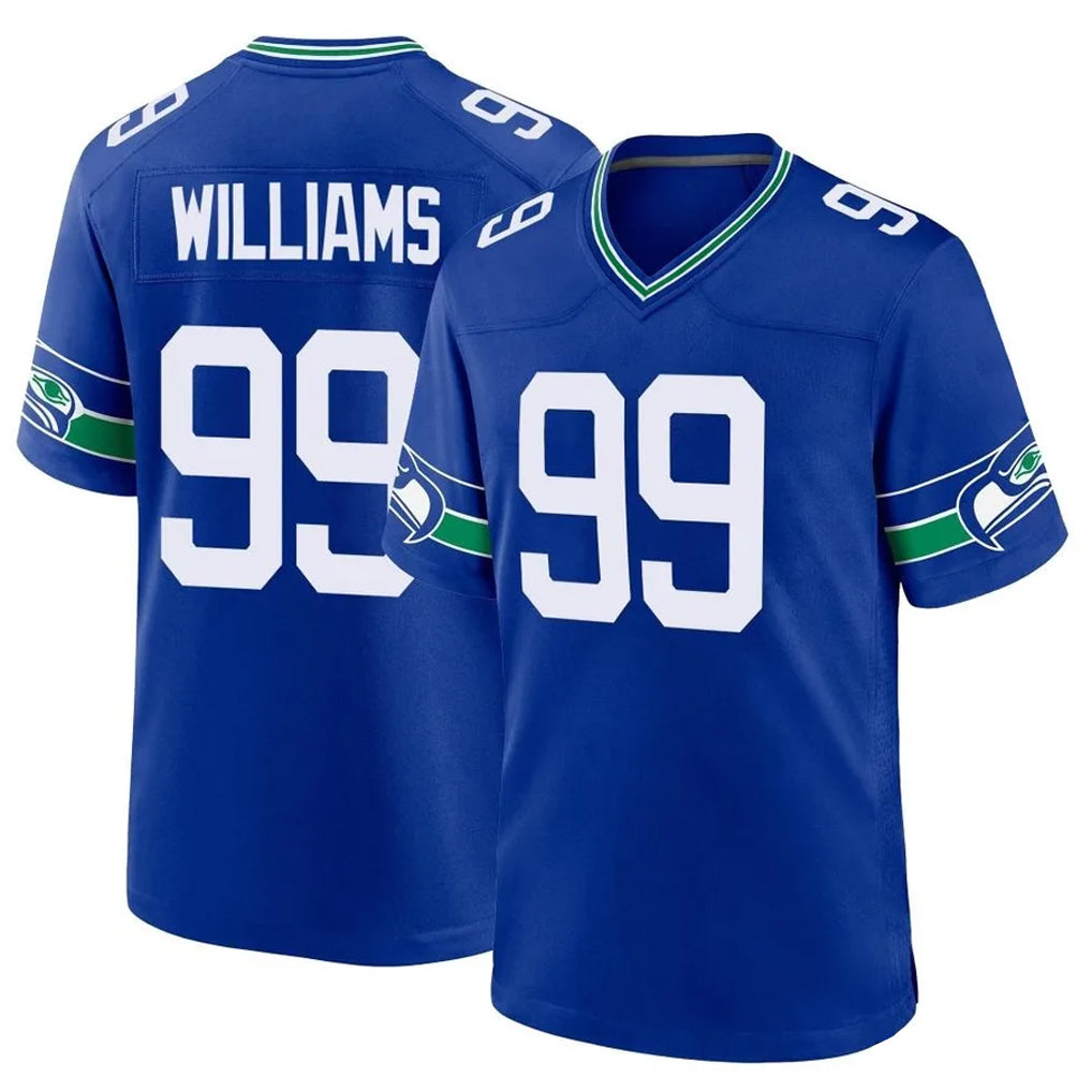 S.Seahawks #99 Leonard Williams Player Royal Throwback Home Game STECN Stitched Jerseys