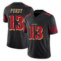 SF.49ers #13 Brock Purdy Player Black Limited Rivalries Collection Home Game STECN Stitched Jerseys