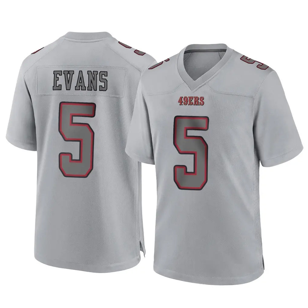 SF.49ers #5 Mike Evans Player Gray Atmosphere Fashion Home Game STECN Stitched Jerseys