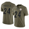P.Steelers #24 Joey Porter Jr. Player Olive Limited Salute To Service Home Game STECN Stitched Jerseys
