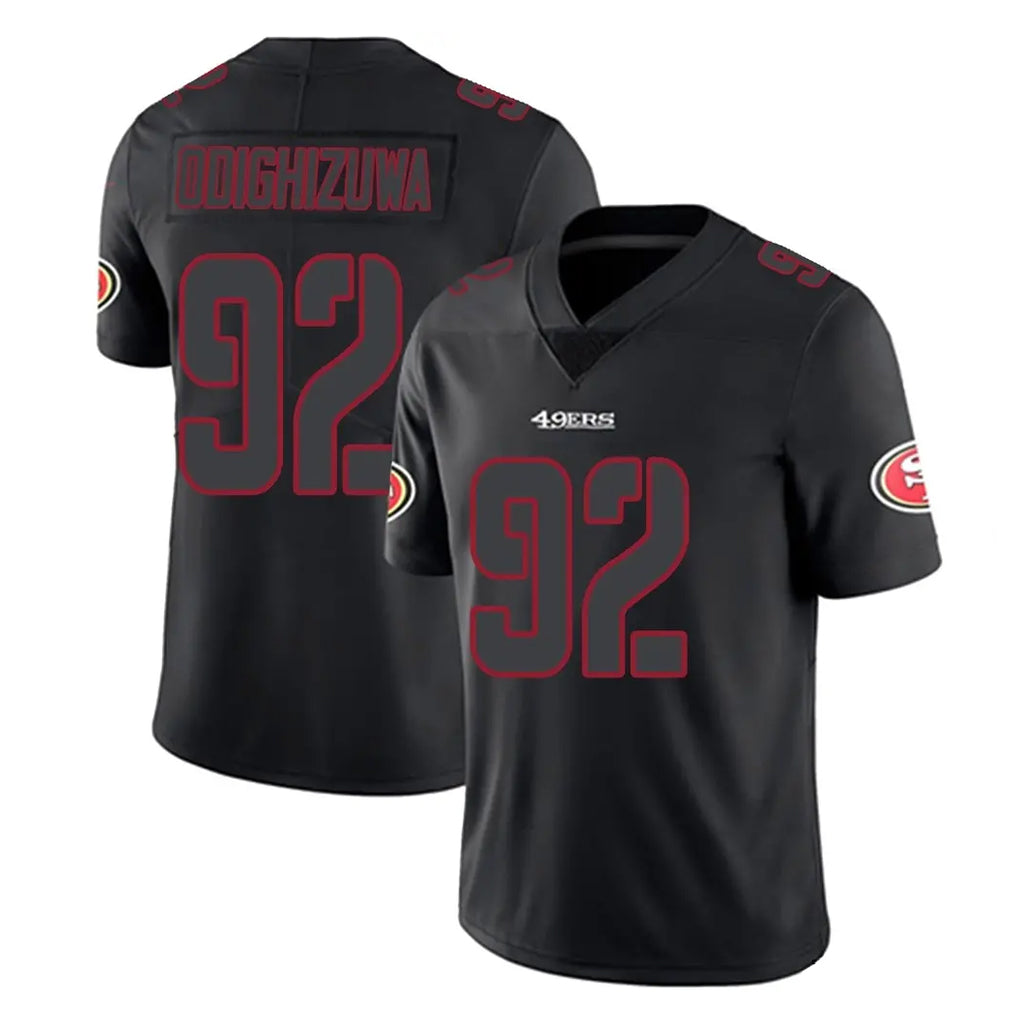 SF.49ers #92 Osa Odighizuwa Player Black Impact Limited Home Game STECN Stitched Jerseys
