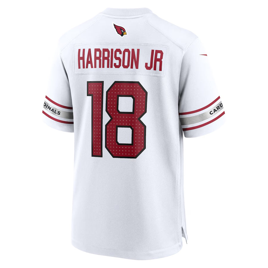 A.Cardinals #18 Marvin Harrison Jr. Player White Game Road STECN Stitched Jerseys