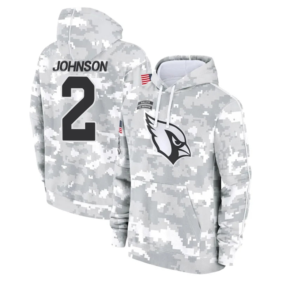 A.Cardinals #2 Will Johnson Player Camo Salute to Service Hoodies STECN Stitched Jerseys