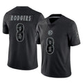 P.Steelers #8 Aaron Rodgers Player Black Reflective Limited Home Game STECN Stitched Jerseys