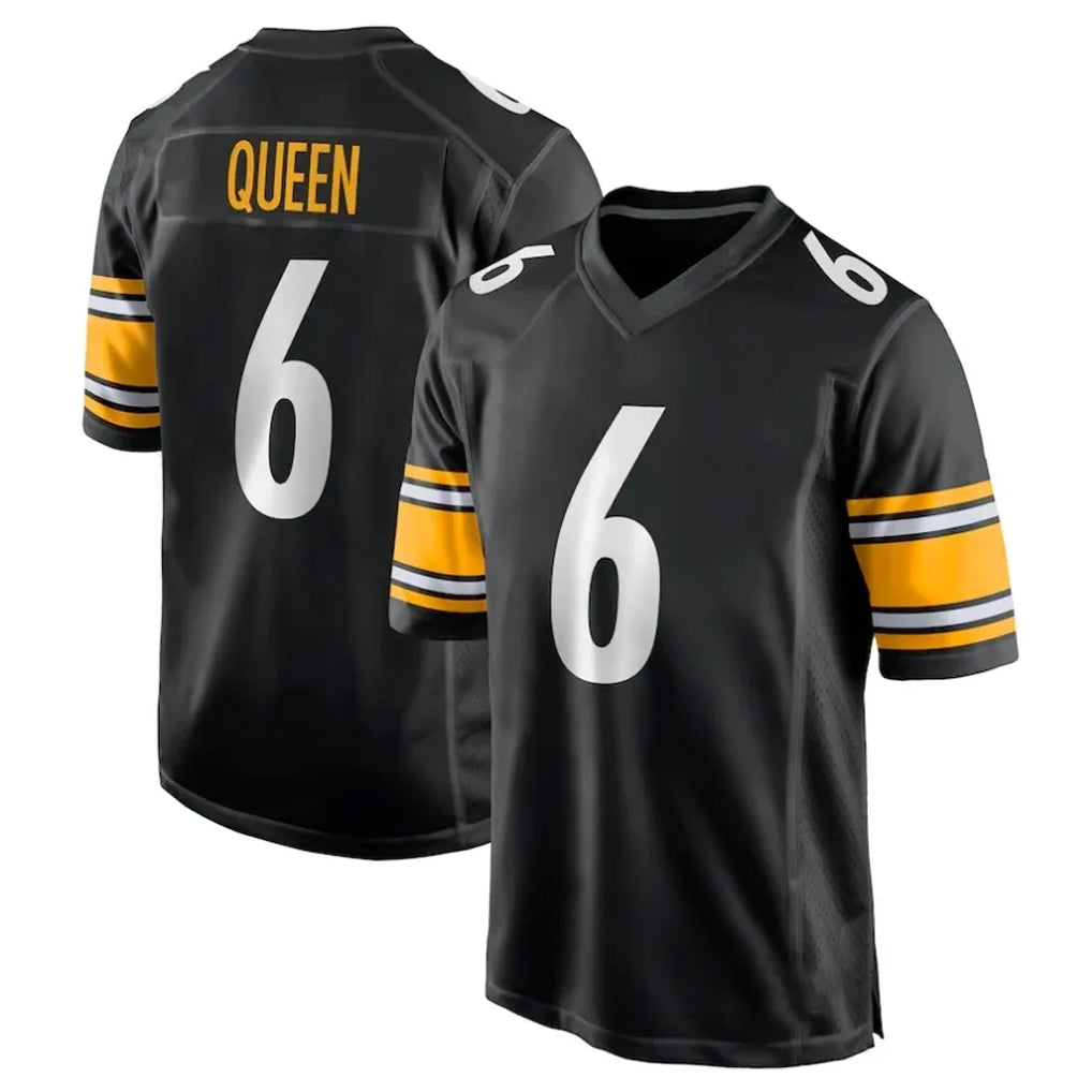 P.Steelers #6 Patrick Queen Player Black Home Game STECN Stitched Jerseys