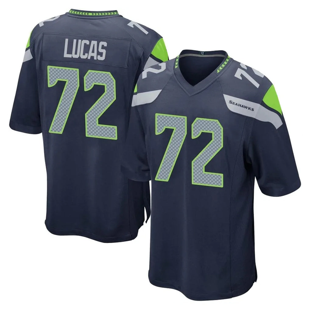 S.Seahawks #72 Abraham Lucas Player Navy Home Game STECN Stitched Jerseys