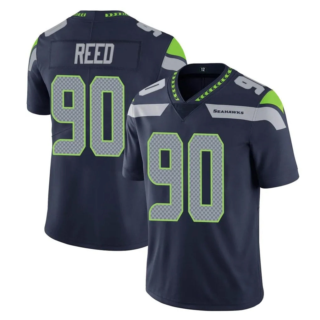 S.Seahawks #90 Jarran Reed Player Navy Limited Vapor Untouchable Home Game STECN Stitched Jerseys