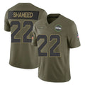 S.Seahawks #22 Rashid Shaheed Player Olive 2025 Salute To Service Limited Home Game STECN Stitched Jerseys