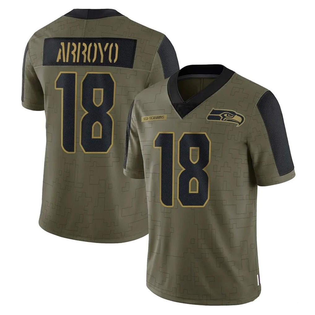 S.Seahawks #18 Elijah Arroyo Player Olive Salute To Service Limited Game STECN Stitched Jerseys