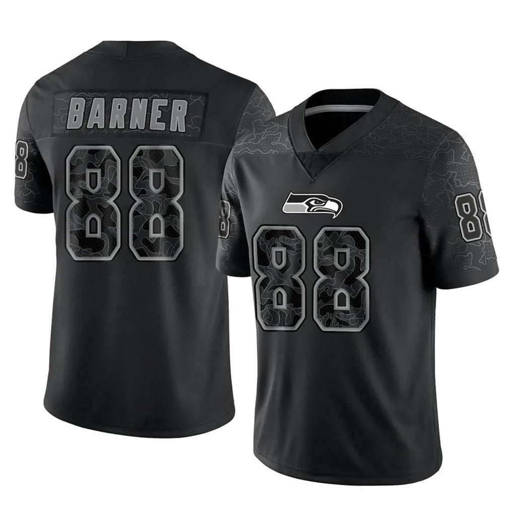 S.Seahawks #88 AJ Barner Player Black Limited Reflective Home Game STECN Stitched Jerseys