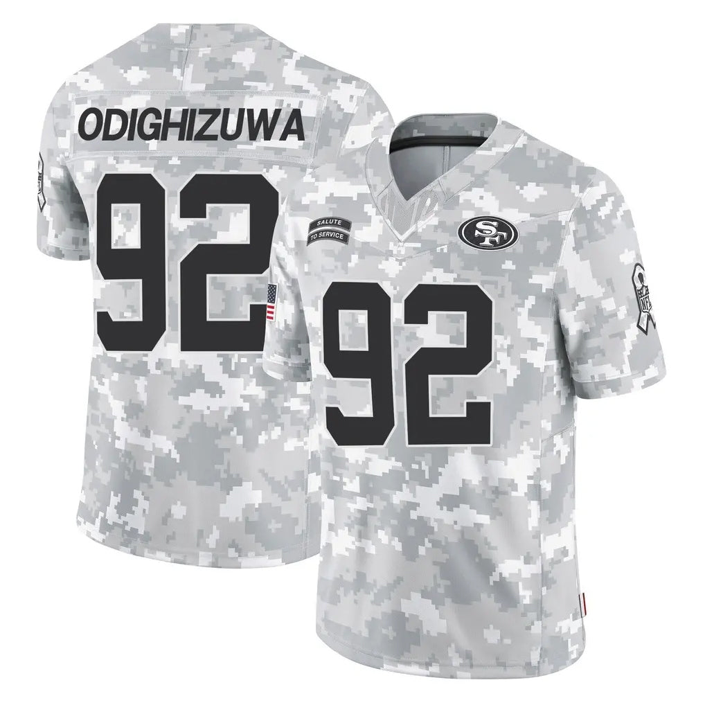 SF.49ers #92 Osa Odighizuwa Player Arctic Camo Limited Salute To Service Home Game STECN Stitched Jerseys