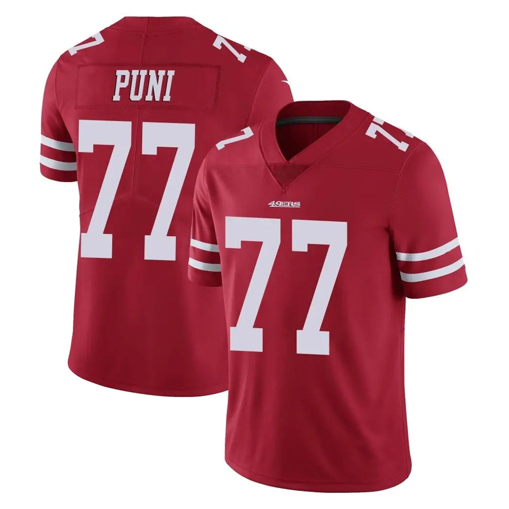 SF.49ers #77 Dominick Puni Player Red Limited Vapor Untouchable Home Game STECN Stitched Jerseys