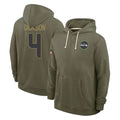 S.Seahawks #4 Michael Dickson Player Olive Salute to Service Pullover Hoodies Limited STECN Stitched Jerseys