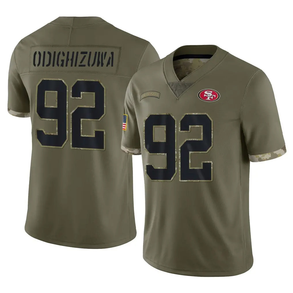 SF.49ers #92 Osa Odighizuwa Player Olive Limited Salute To Service Home Game STECN Stitched Jerseys