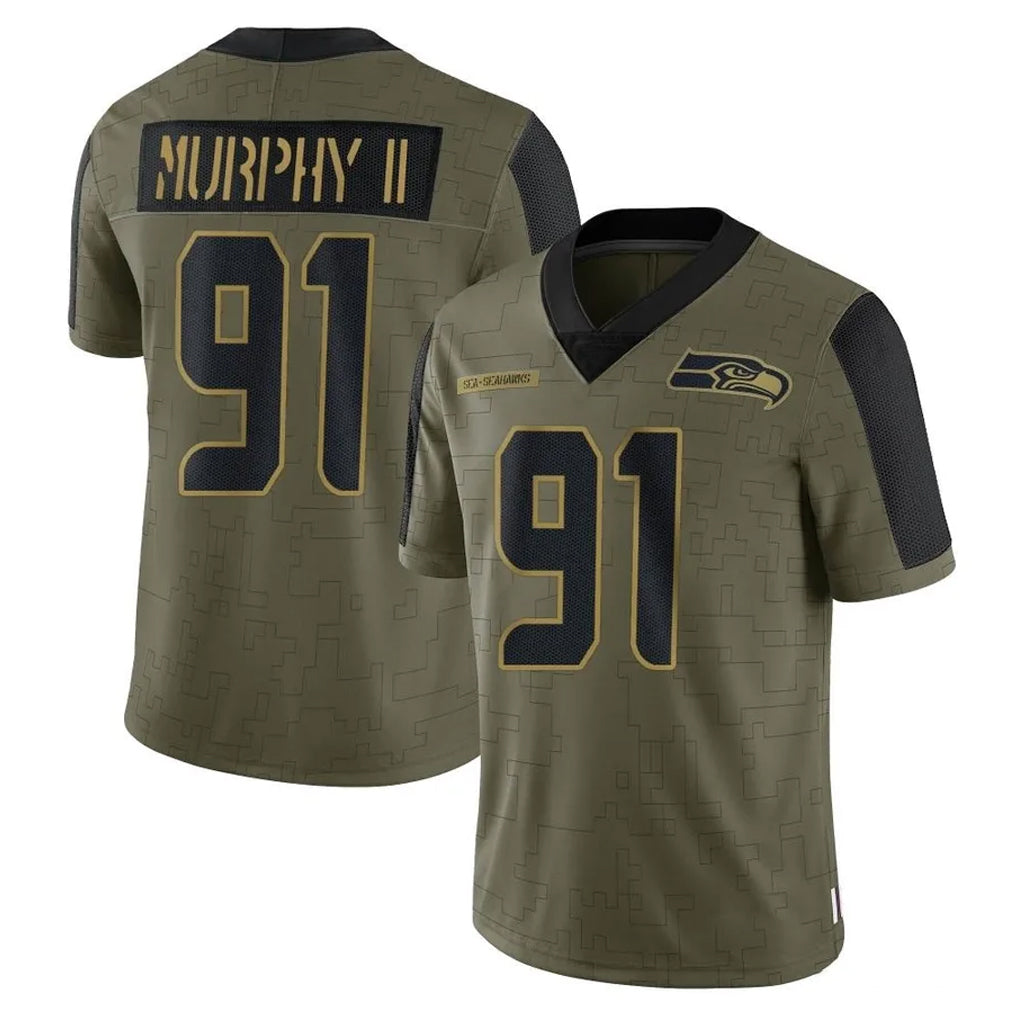 S.Seahawks #91 Byron Murphy II Player Olive Salute To Service Limited Game STECN Stitched Jerseys
