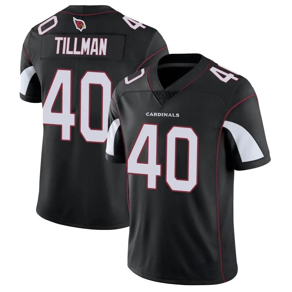 A.Cardinals #40 Pat Tillman Player Black Vapor Limited Home Game STECN Stitched Jerseys