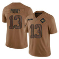 SF.49ers #13 Brock Purdy Player Brown Limited Salute To Service Home Game STECN Stitched Jerseys