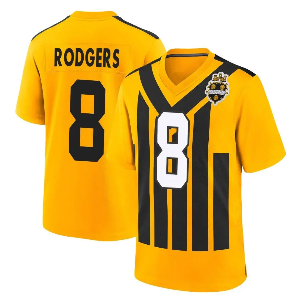P.Steelers #8 Aaron Rodgers Player Gold Limited 1933 Throwback Home Game STECN Stitched Jerseys