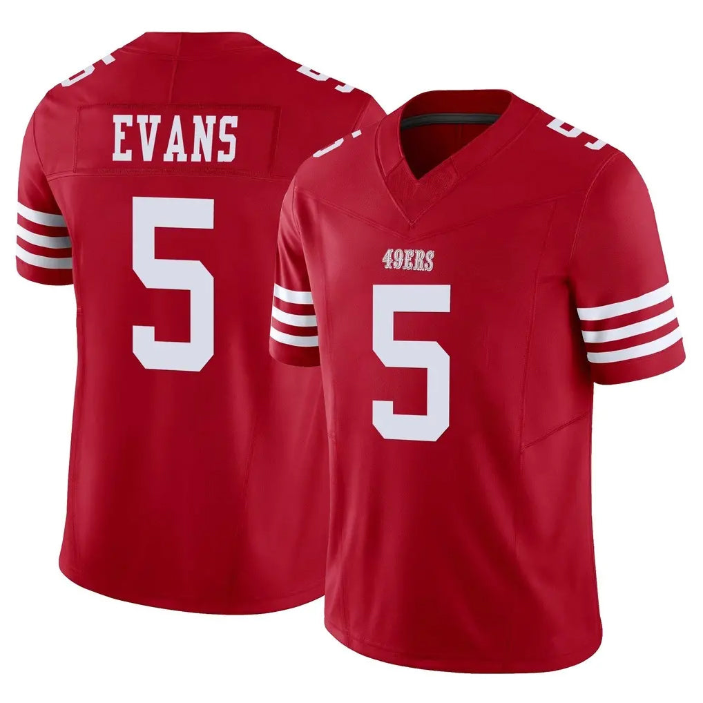 SF.49ers #5 Mike Evans Player Red Limited Vapor F.U.S.E. Home Game STECN Stitched Jerseys