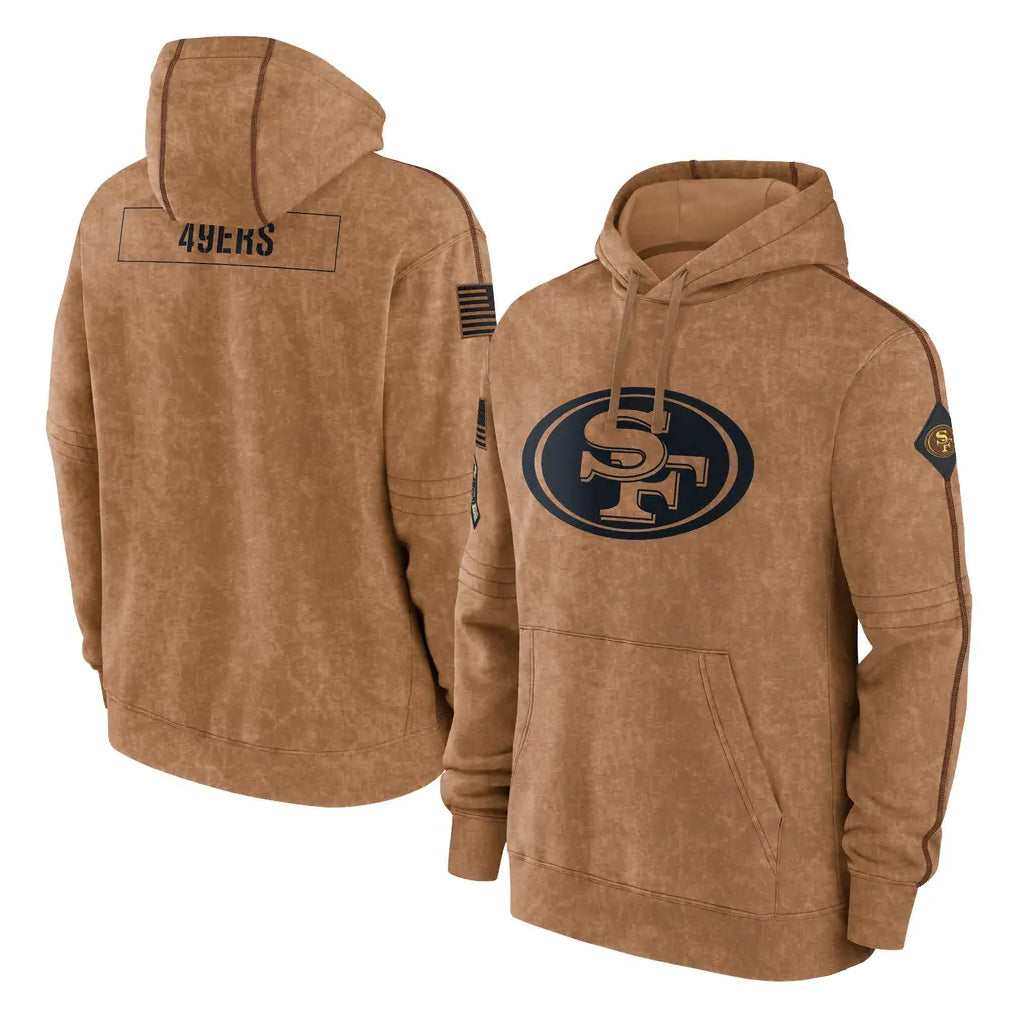 SF.49ers ## 49ers Blank Player Brown Limited Salute to Service Pullover Hoodies Game STECN Stitched Jerseys