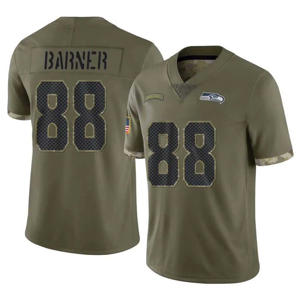 S.Seahawks #88 AJ Barner Player Olive Limited Salute To Service Home Game STECN Stitched Jerseys