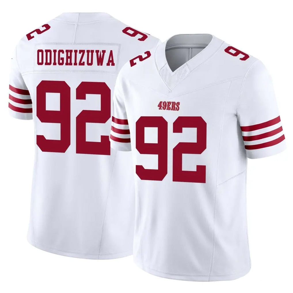 SF.49ers #92 Osa Odighizuwa Player White Limited Vapor F.U.S.E. Home Game STECN Stitched Jerseys