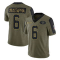SF.49ers #6 Malik Mustapha Player Olive Salute To Service Limited Game STECN Stitched Jerseys
