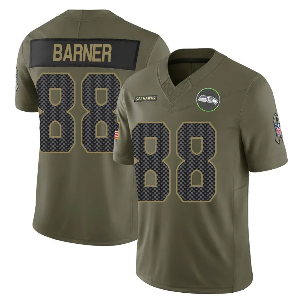 S.Seahawks #88 AJ Barner Player Olive 2025 Salute To Service Limited Home Game STECN Stitched Jerseys