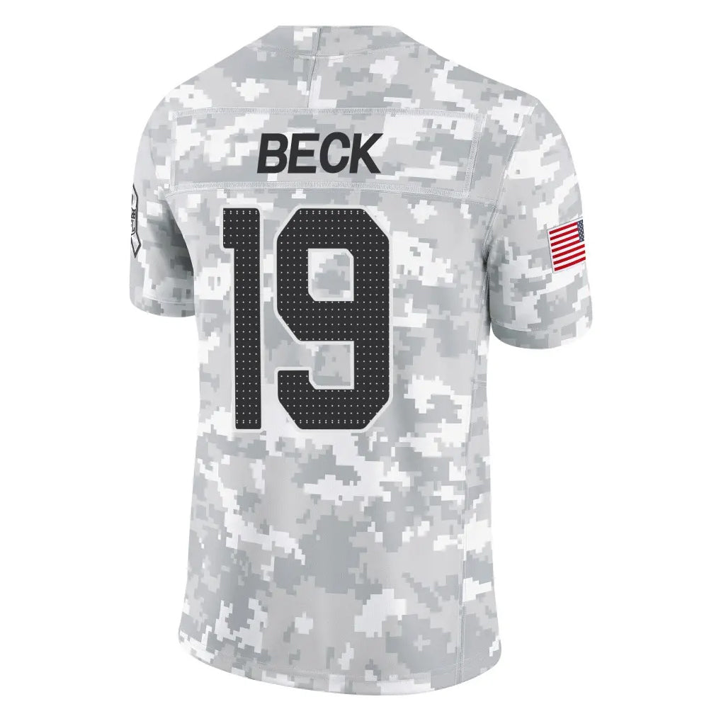 A.Cardinals #19 Carson Beck Player Camo Salute to Service Limited Home STECN Stitched Jerseys