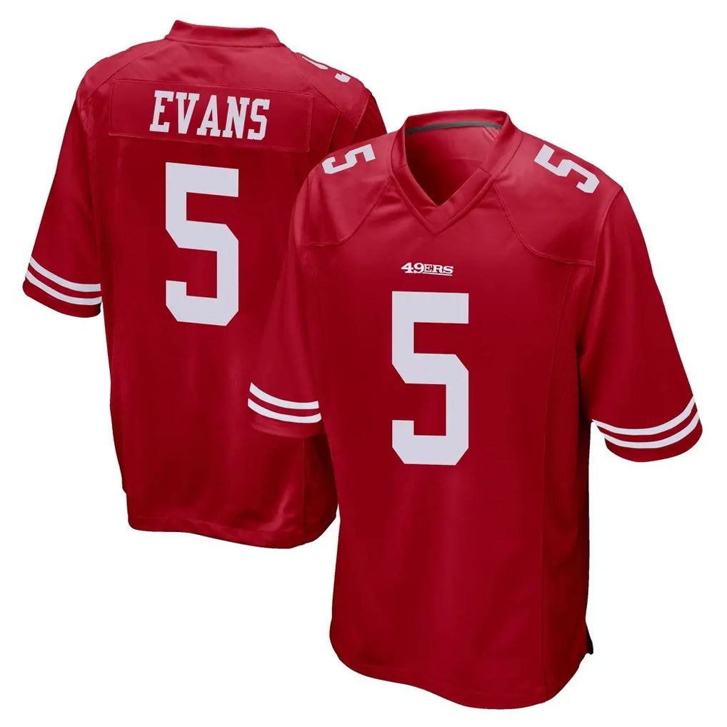 SF.49ers #5 Mike Evans Player Red Home Game STECN Stitched Jerseys