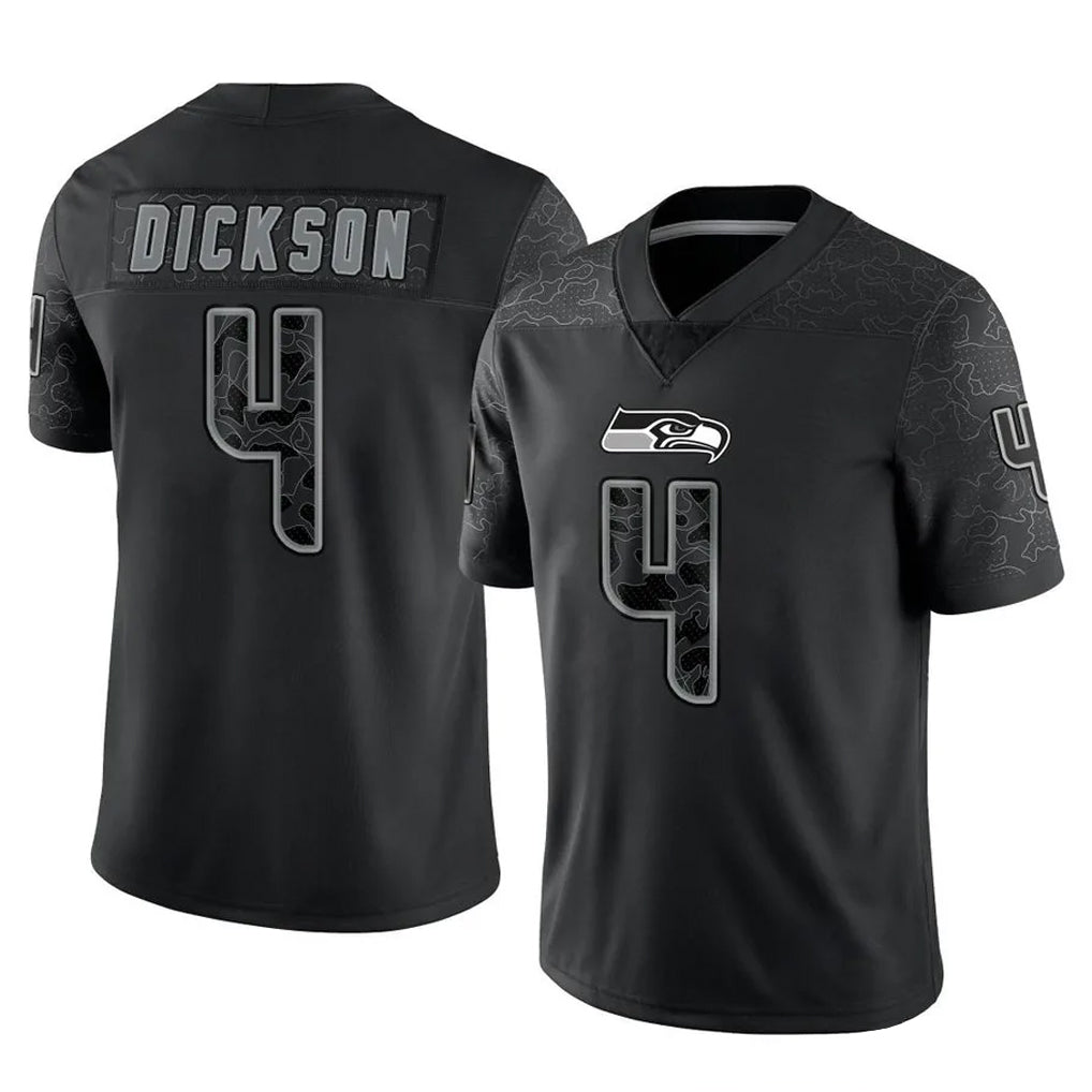 S.Seahawks #4 Michael Dickson Player Black Limited Reflective Home Game STECN Stitched Jerseys