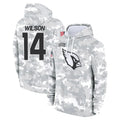A.Cardinals #14 Michael Wilson Player Arctic Camo Salute to Service Hoodies STECN Stitched Jerseys