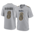 P.Steelers #8 Aaron Rodgers Player Gray Atmosphere Fashion Home Game STECN Stitched Jerseys