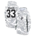 A.Cardinals #33 Trey Benson Player Arctic Camo Salute to Service Hoodies STECN Stitched Jerseys