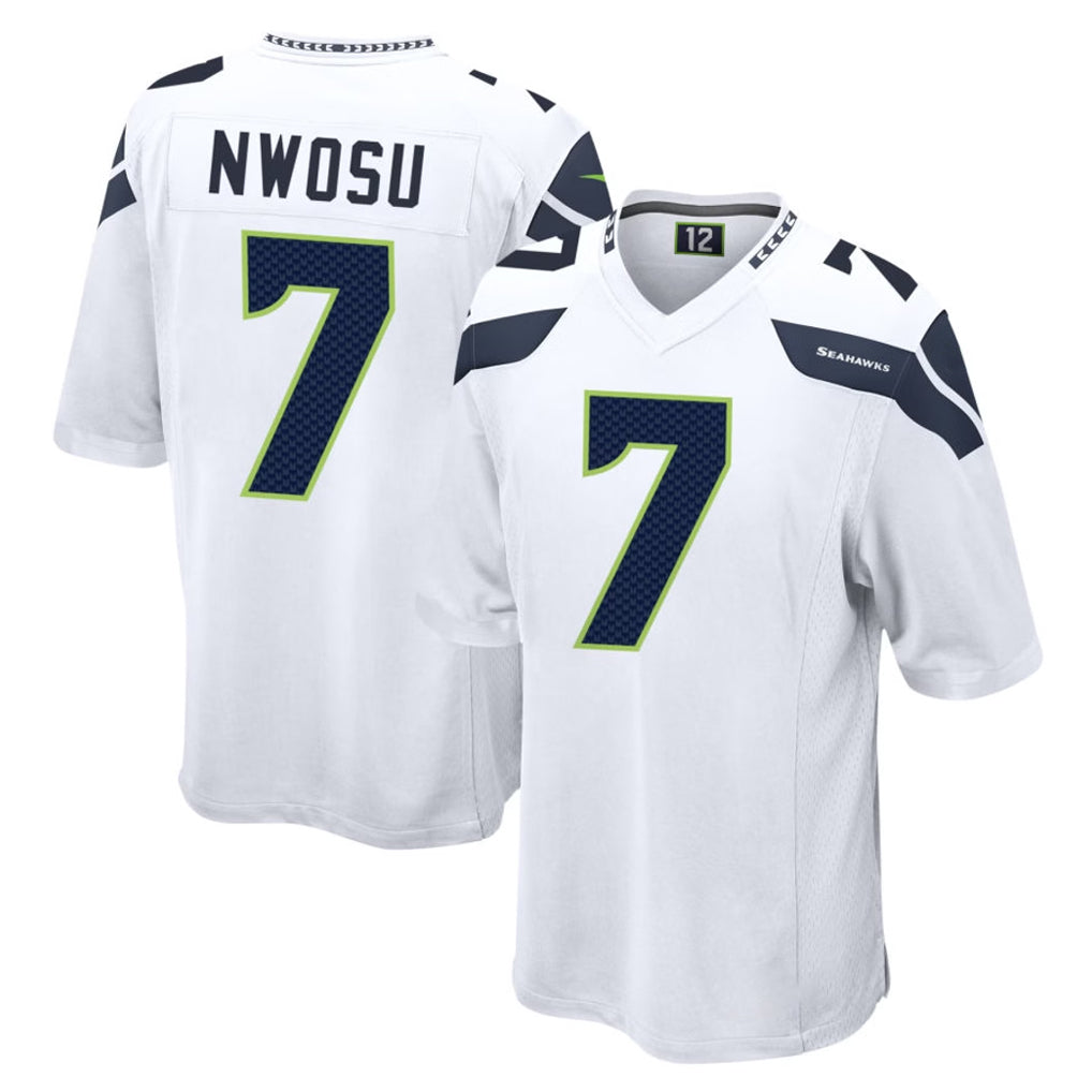 S.Seahawks #7 Uchenna Nwosu Player White Home Game STECN Stitched Jerseys