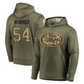 SF.49ers #54 Fred Warner Player Olive Salute to Service Pullover Hoodie Home Game STECN Stitched Jerseys