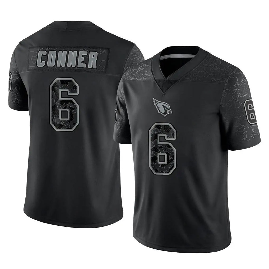A.Cardinals #6 James Conner Player Black RFLCTV Limited Home Game STECN Stitched Jerseys