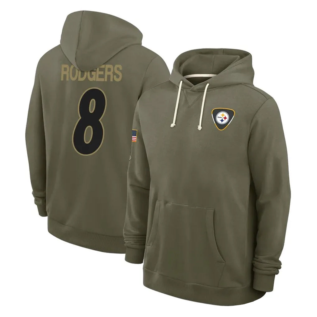 P.Steelers #8 Aaron Rodgers Player Olive Salute to Service Pullover Hoodies Limited STECN Stitched Jerseys