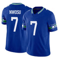 S.Seahawks #7 Uchenna Nwosu Player Royal Limited Throwback Vapor F.U.S.E. Home Game STECN Stitched Jerseys