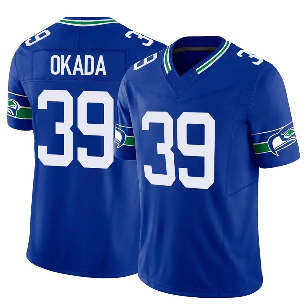 S.Seahawks #39 Ty Okada Player Royal Limited Throwback Vapor F.U.S.E. Home Game STECN Stitched Jerseys