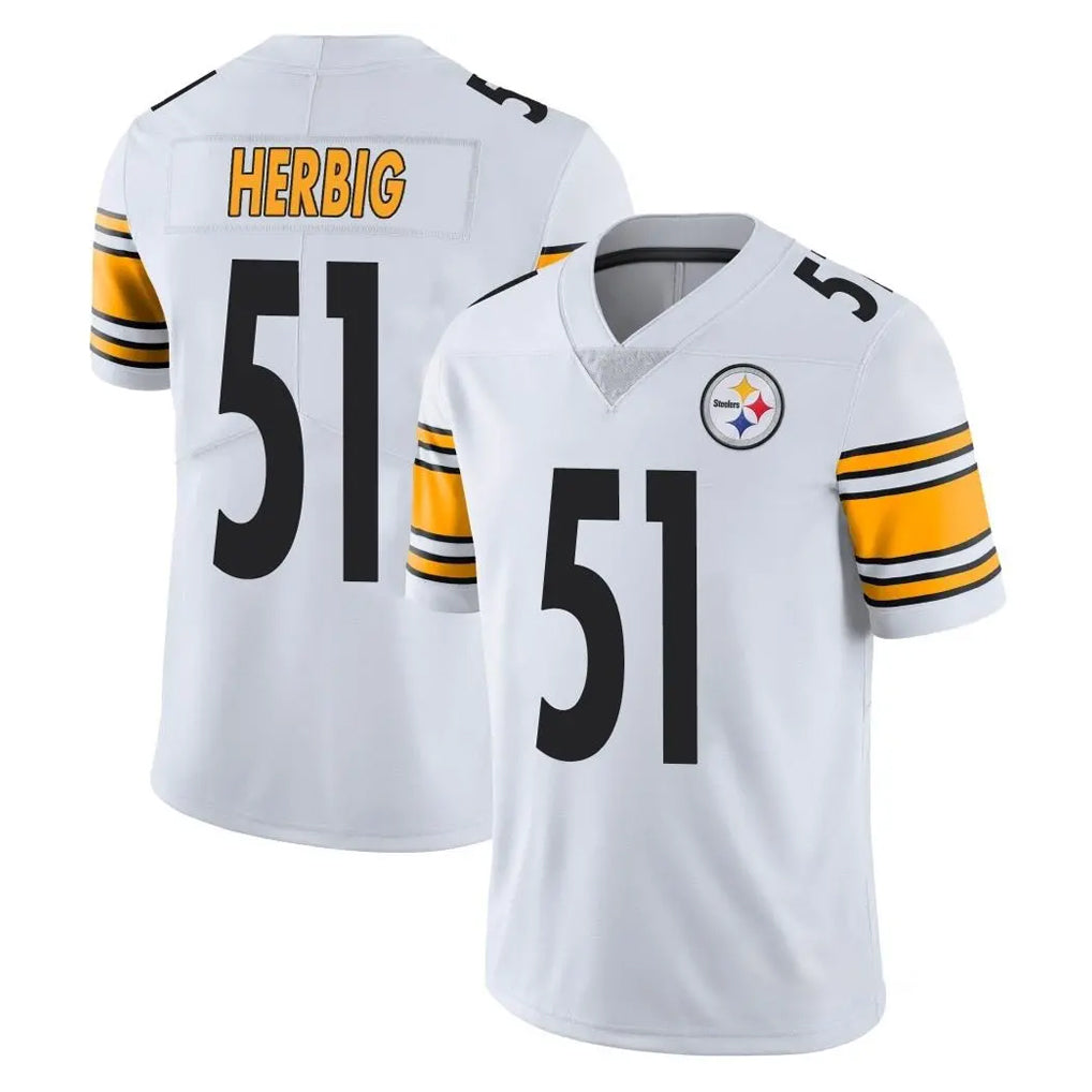 P.Steelers #51 Nick Herbig Player White Limited Vapor Untouchable Home Game STECN Stitched Jerseys