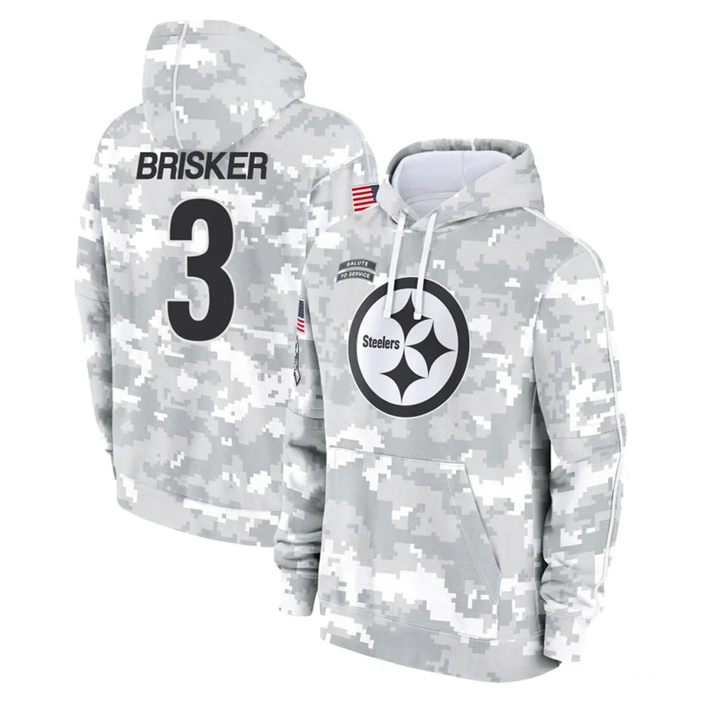 P.Steelers #3 Jaquan Brisker Player Arctic Camo Limited Salute to Service Pullover Hoodies Game STECN Stitched Jerseys