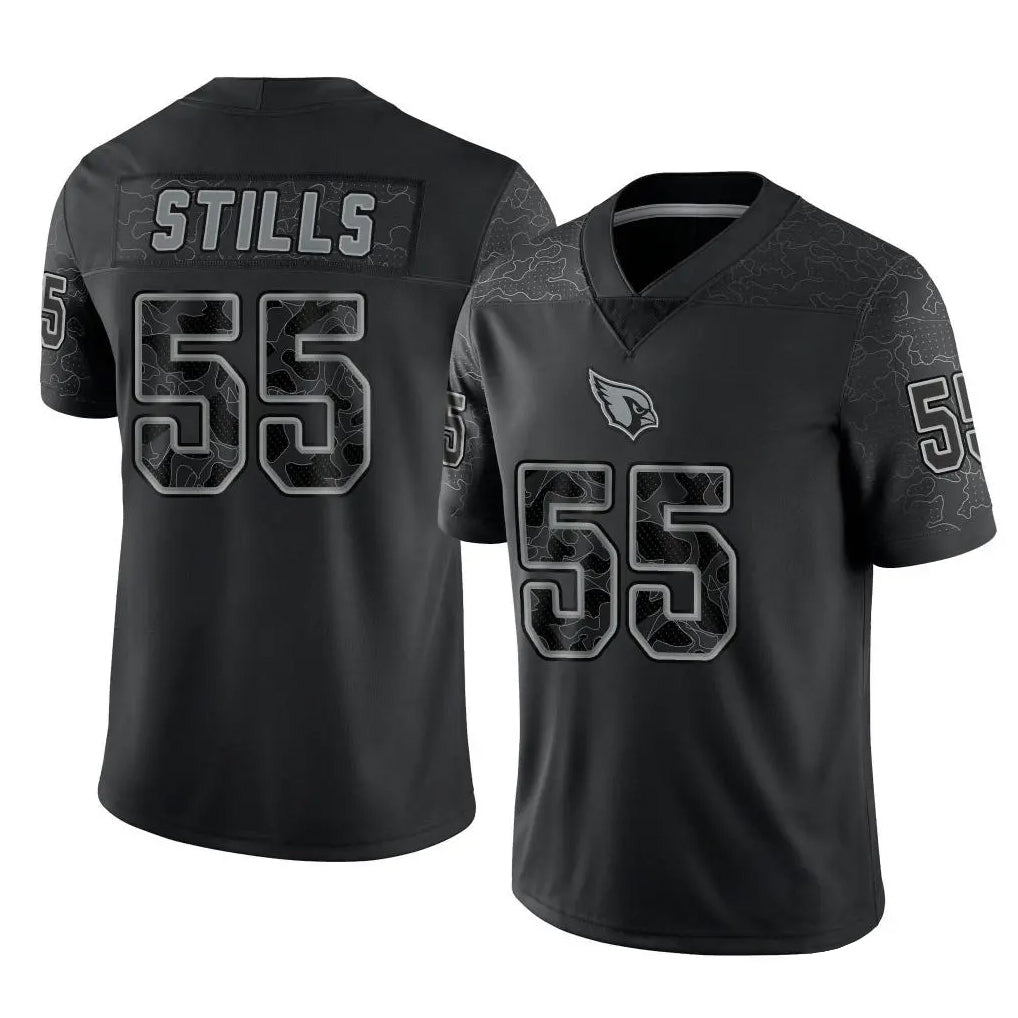 A.Cardinals #55 Dante Stills Player Black RFLCTV Limited Home Game STECN Stitched Jerseys