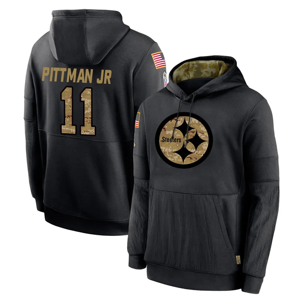 P.Steelers #11 Michael Pittman Jr. Player Black Salute to Service Hoodies Limited Game STECN Stitched Jerseys