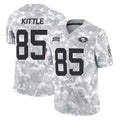 SF.49ers #85 George Kittle Player Arctic Camo Limited Salute To Service Home Game STECN Stitched Jerseys
