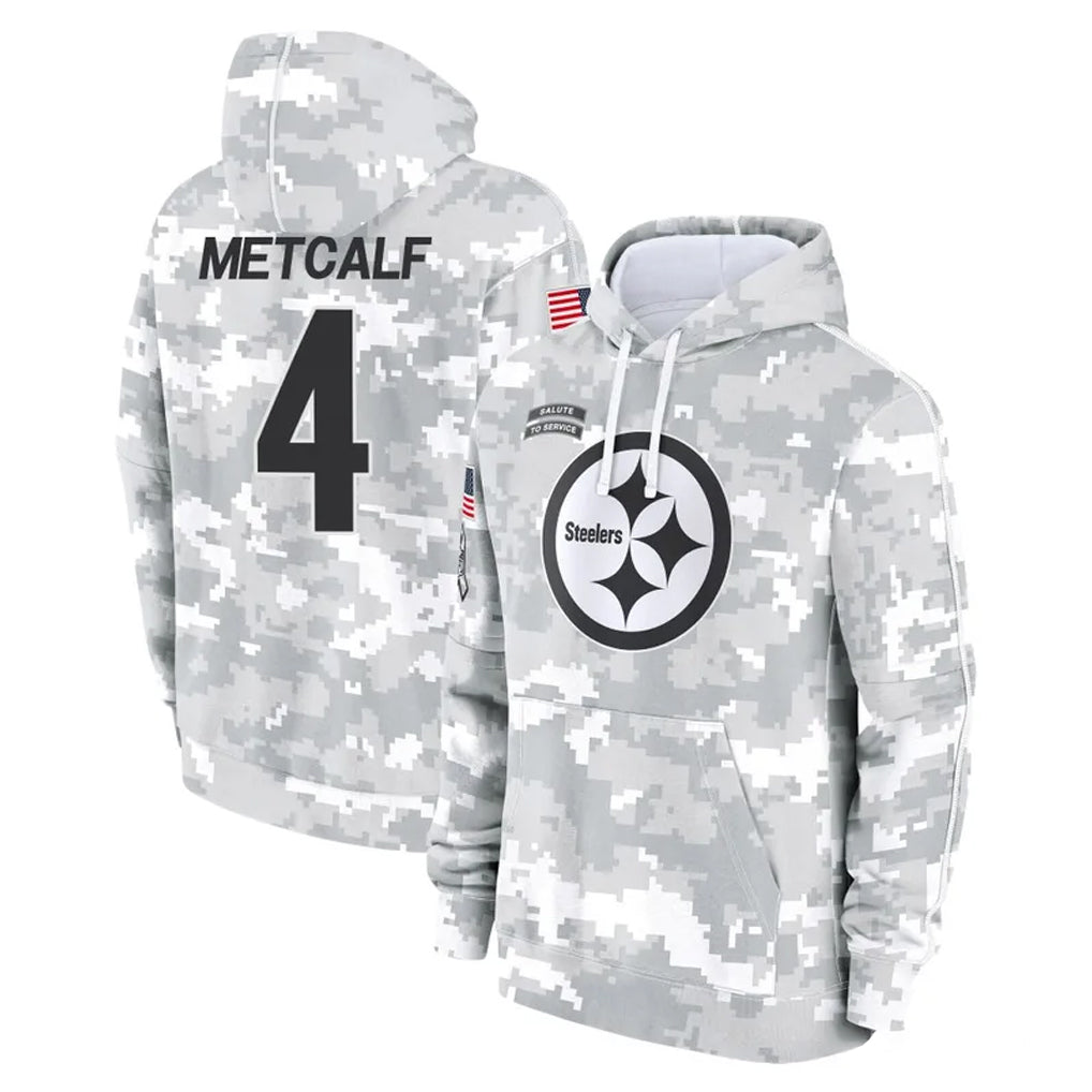 P.Steelers #4 DK Metcalf Player Arctic Camo Limited Salute to Service Pullover Hoodies Game STECN Stitched Jerseys